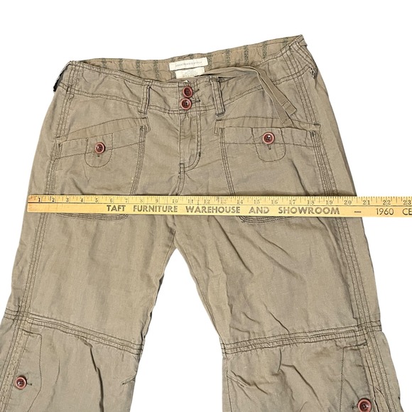 Vintage Abercrombie & Fitch Womens M Khaki Linen Blend Cargo Pants Low Rise Flaw - Picture 12 of 16